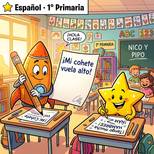 Pipo y Nico estudiando espanol
