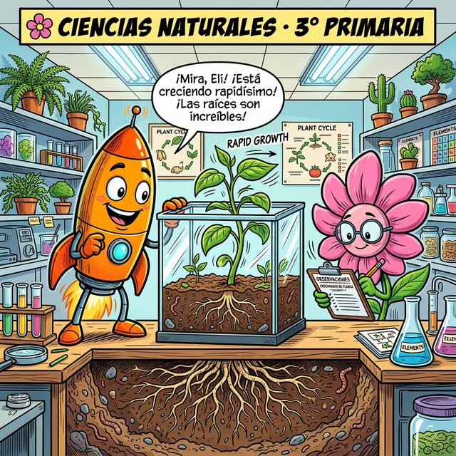 Eli y Nico estudiando ciencias