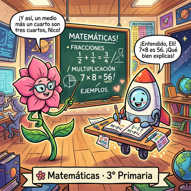 Eli y Nico estudiando matematicas