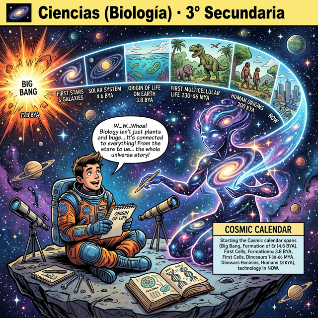 Cosmos y Nico estudiando ciencias